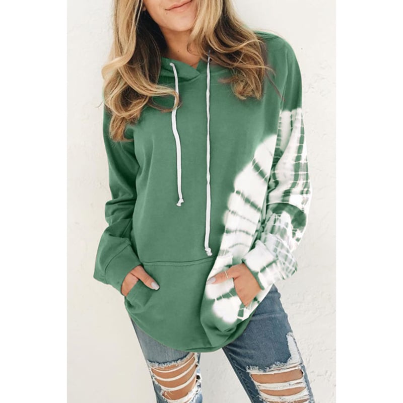 Printed Hooded Sweatshirt with Loose Long Sleeves