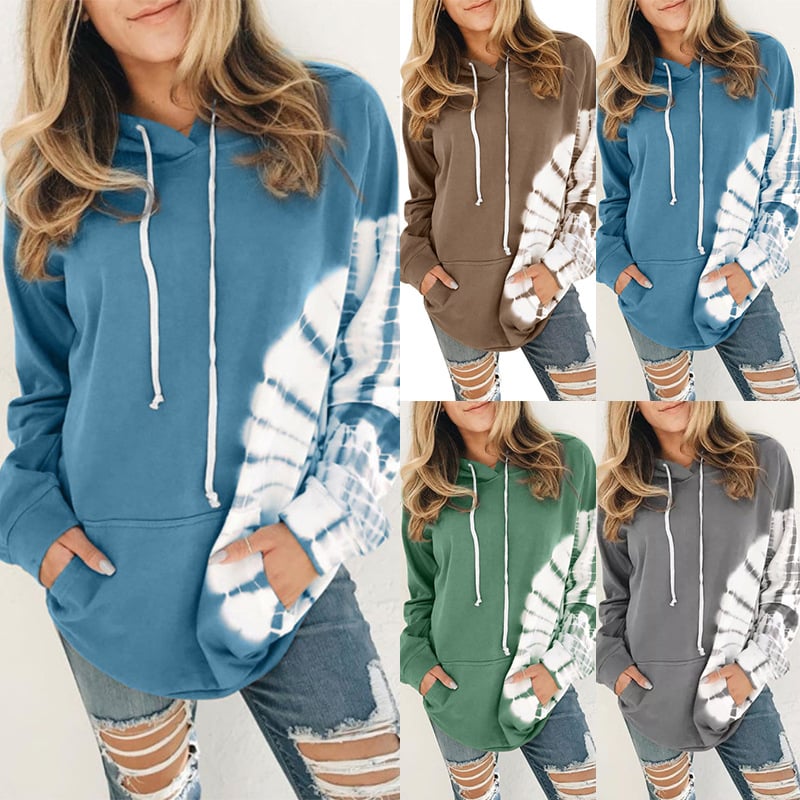 Printed Hooded Sweatshirt with Loose Long Sleeves