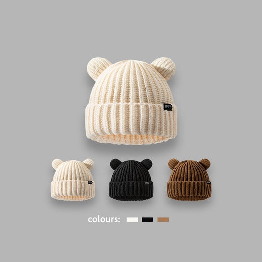 Large Edition Cute Bear Ears Loose Wool Hat