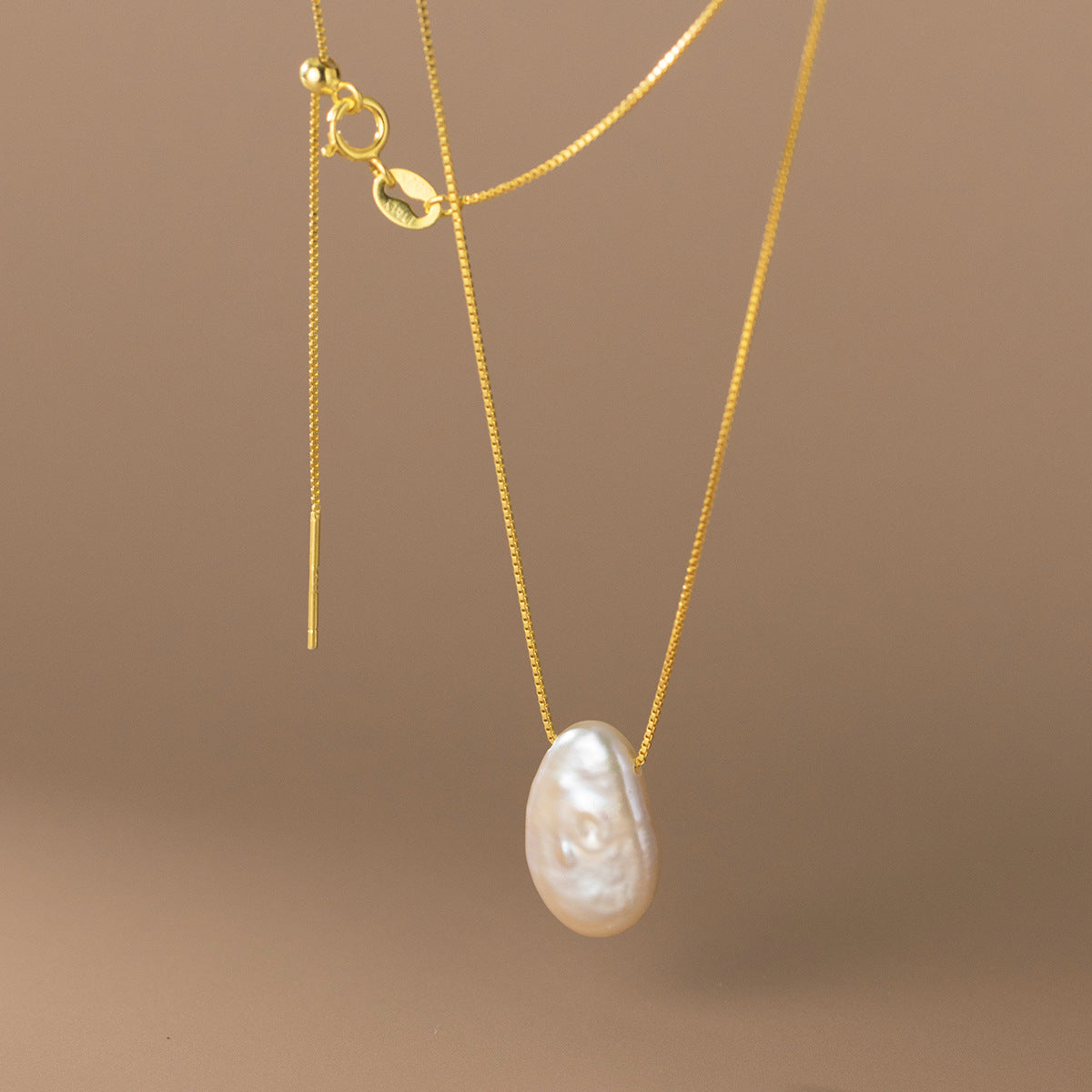 Irregular Flat Pearl Necklace in S925 Silver for Women